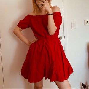 & other stories strapless off the shoulder dress